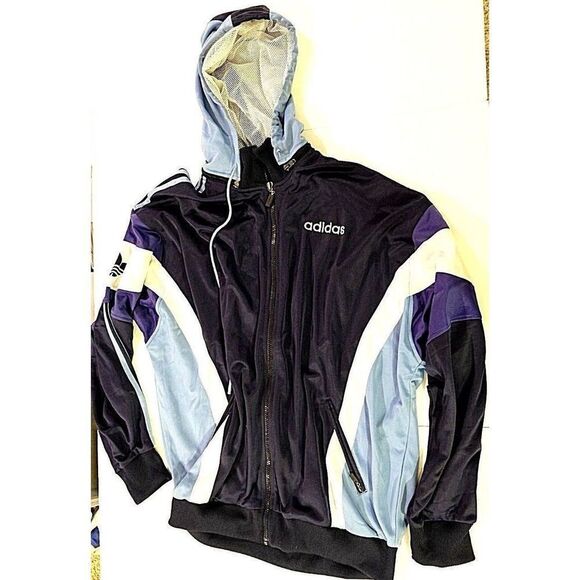 Adidas Navy Removeable HoodJacket Logo Chest  Collar New with Tags Size XL - Picture 1 of 5